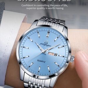 PENGAGAR Classic Fashion Calendar Week Waterproof Luminous Men's Quartz Watch,